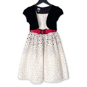 Love Formal Dress Girls 14 Black Red Polka Dots Ribbon Special Occassion Party